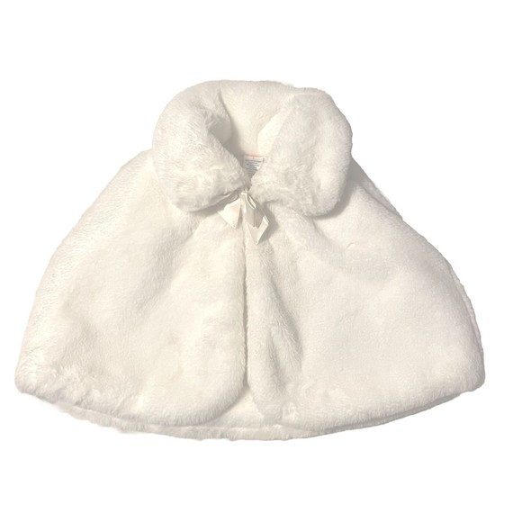 Gymboree Girls White Faux Fur Cape Family Celebrations Bunnys Tail Size 6 - Picture 2 of 5